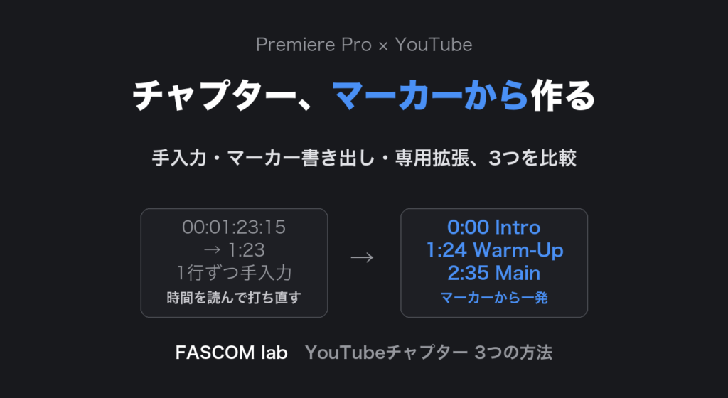 Premiere ProのマーカーからYouTubeチャプターを作る3つの方法